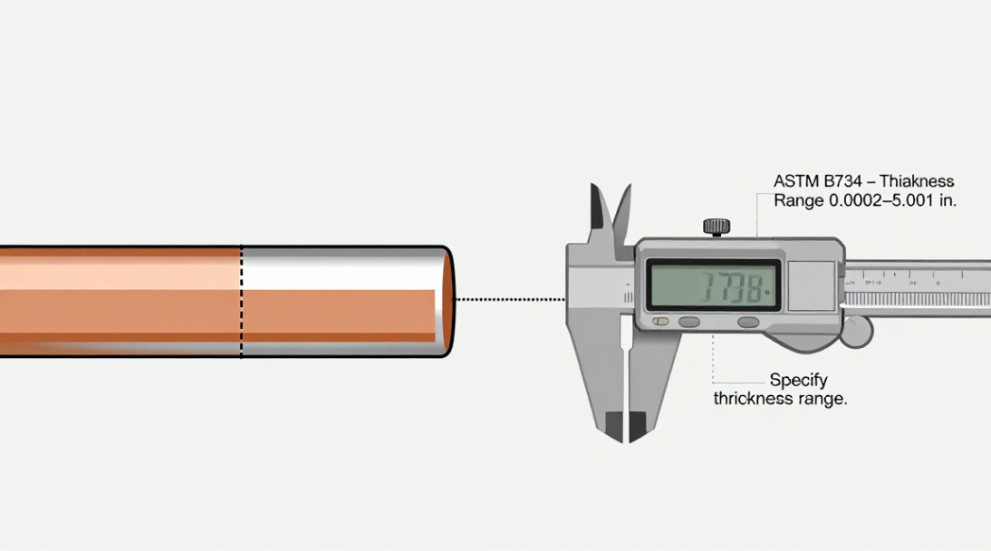 Figure 4: Micrometer callout illustrating nickel coating thickness per ASTM B734.
