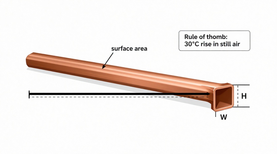Figure 3: Ampacity depends on cross-sectional area and exposed surface.